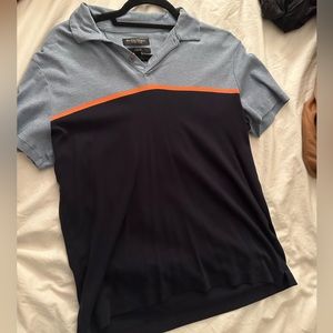 Banana Republic polo shirt blue with orange stripe men’s medium slim fit
